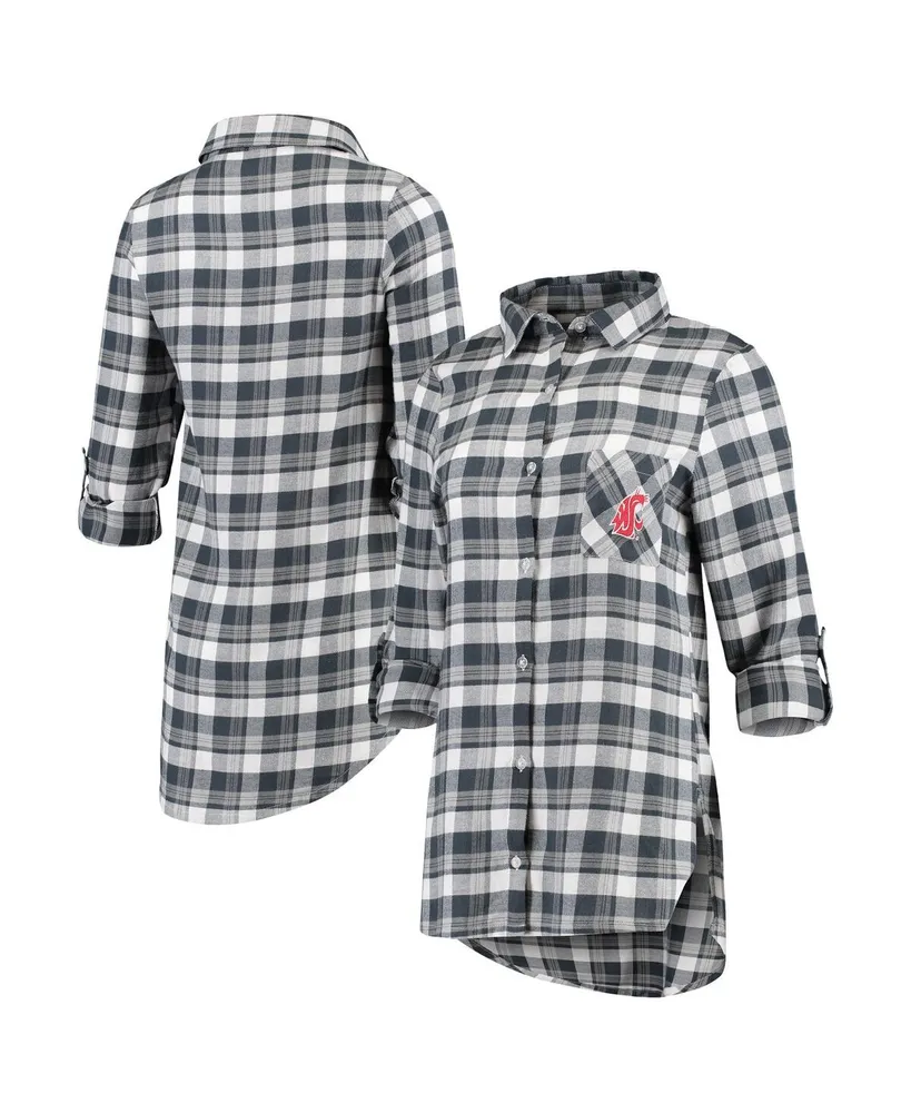 Chicago Cubs Large Check Flannel Button-Up Long Sleeve Shirt - Red