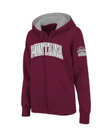 Women's Stadium Athletic Maroon Montana Grizzlies Arched Name Full-Zip Hoodie