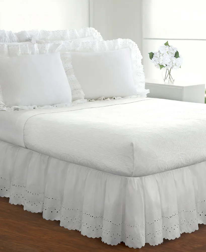 Fresh Ideas Ruffled Eyelet 18" Drop Bed Skirt, Queen