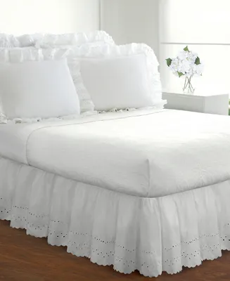 Fresh Ideas Ruffled Eyelet 18" Drop Bed Skirt, Queen