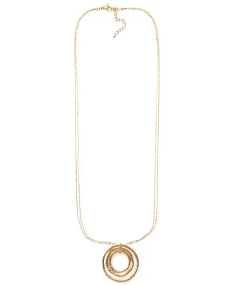 Style & Co Gold-Tone Multi-Chain Circle Pendant Necklace, 36" + 3" extender, Created for Macy's