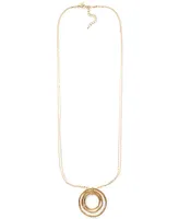 Style & Co Gold-Tone Multi-Chain Circle Pendant Necklace, 36" + 3" extender, Created for Macy's