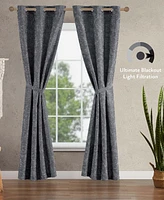 Jessica Simpson Groovy Paisley Textured Blackout Grommet Window Curtain Panel Pair with Tiebacks, 38" x 96"