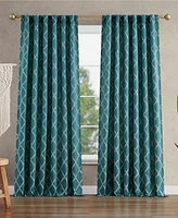 Jessica Simpson Lynee Textured Diamond Patterned Blackout Back-Tab Window Curtain Panel Pair with Tiebacks, 52" x 84"