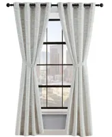 Lucky Brand Sierra Textured Light Filtering Grommet Window Curtain Panel Pair With Tiebacks Collection