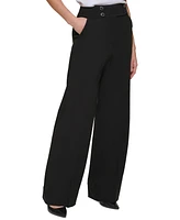 Calvin Klein Women's Whitney Button Front Wide Leg Pants