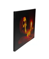 Led Lighted Skull by Flickering Candlelight Halloween Canvas Wall Art, 12" x 15.75"