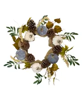 Pumpkins Foliage Grapevine Artificial Thanksgiving Wreath Unlit, 24"