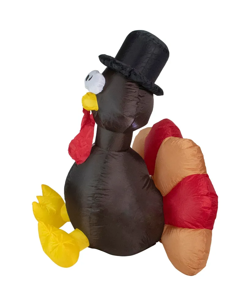 Inflatable Lighted Thanksgiving Turkey Outdoor Decor, 6'