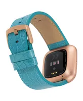 WITHit Light Blue Premium Croco Leather Band Compatible with the Fitbit Versa and Fitbit Versa 2