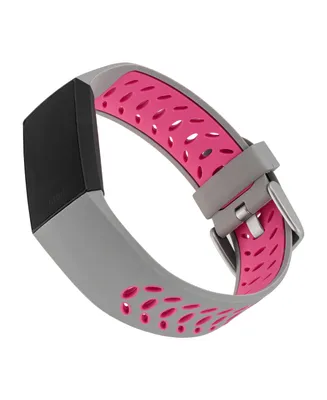 WITHit Gray and Pink Premium Sport Silicone Band Compatible with the Fitbit Charge 3 and 4
