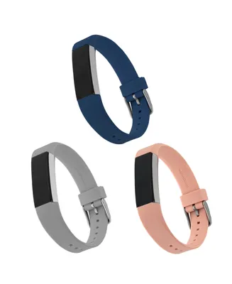 WITHit Navy Smooth, Gray Smooth and Pink Smooth Silicone Band Set, 3 Piece Compatible with the Fitbit Alta and Fitbit Alta Hr