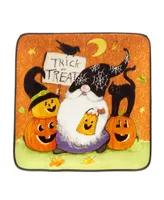 Halloween Gnomes Canape Plate Square Set, 4 Pieces