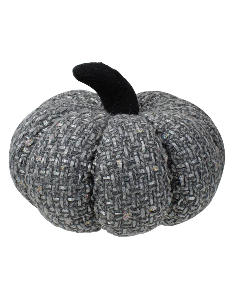 Knitted Fall Harvest Tabletop Pumpkin, 7.5" - Silver