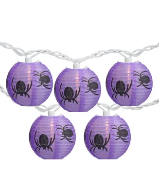 Spider Paper Lantern 10 Piece Halloween Lights with 8.5' White Wire Set