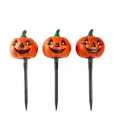 Lighted Jack-o-Lantern 3 Piece Halloween Pathway Markers Set