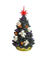 Led Lighted Skull and Ghost Halloween Tree, 12"