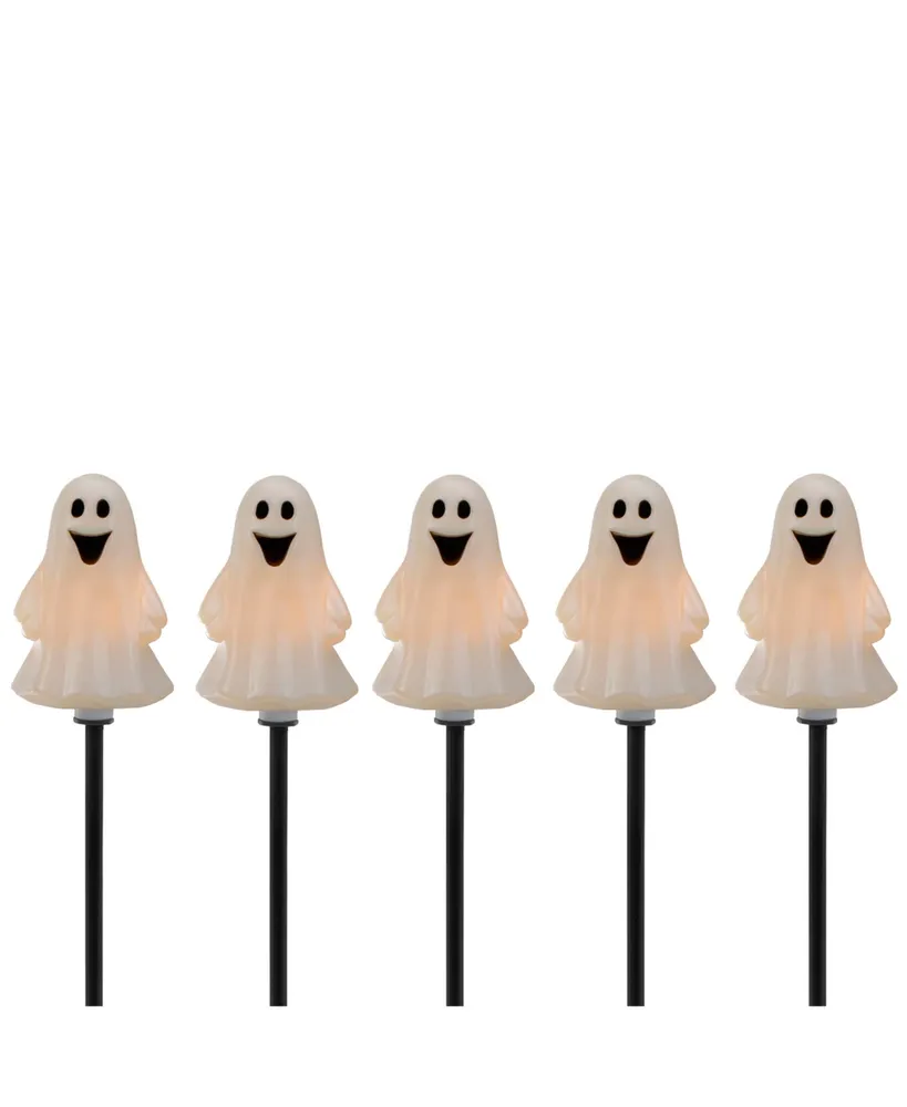 Ghost Shaped Halloween 5 Piece Pathway Markers with 3.75' Black Wire Set