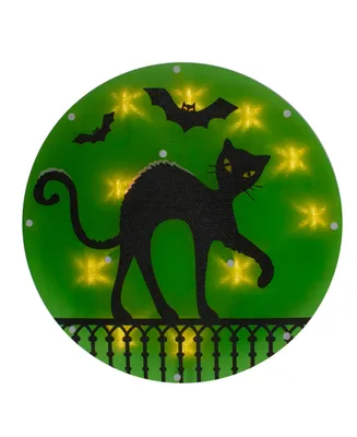 Lighted Black Cat Halloween Window Silhouette, 13.75"