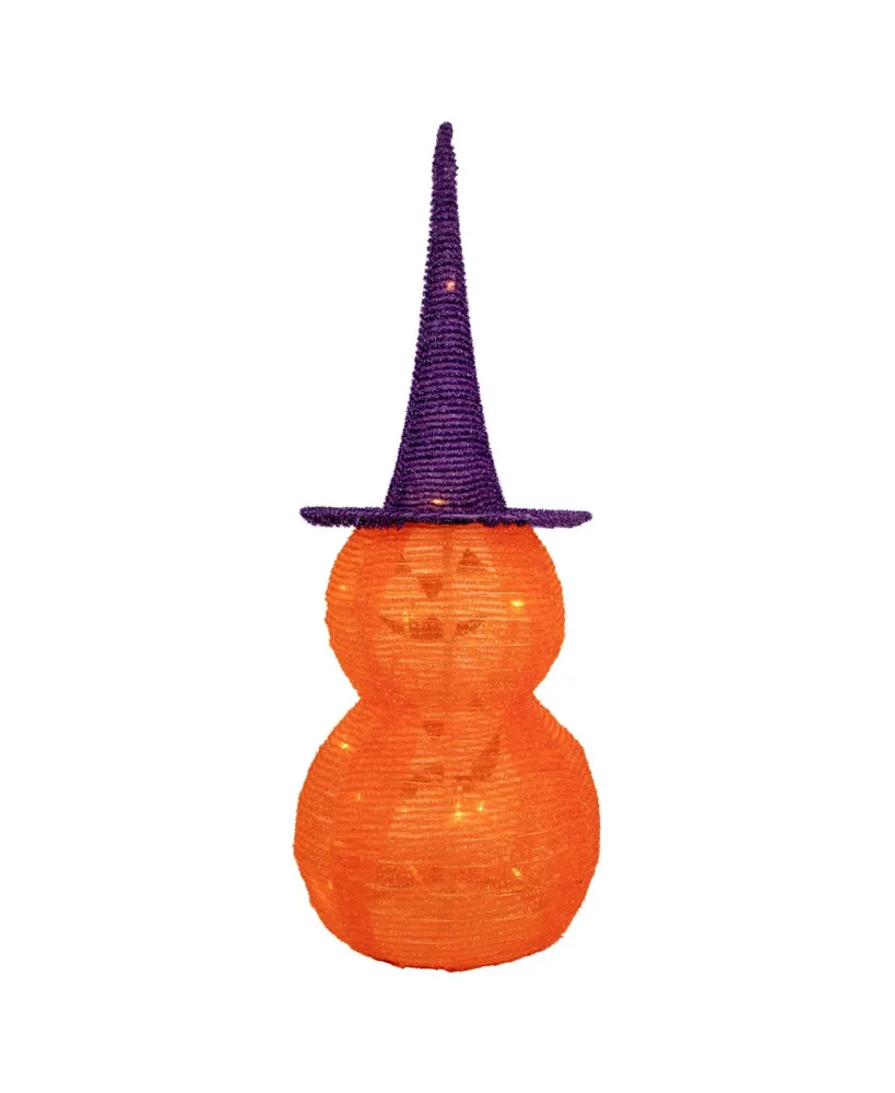 Pop Up Lighted Tinsel Stacked Jack-o-Lanterns Halloween Decoration, 30"