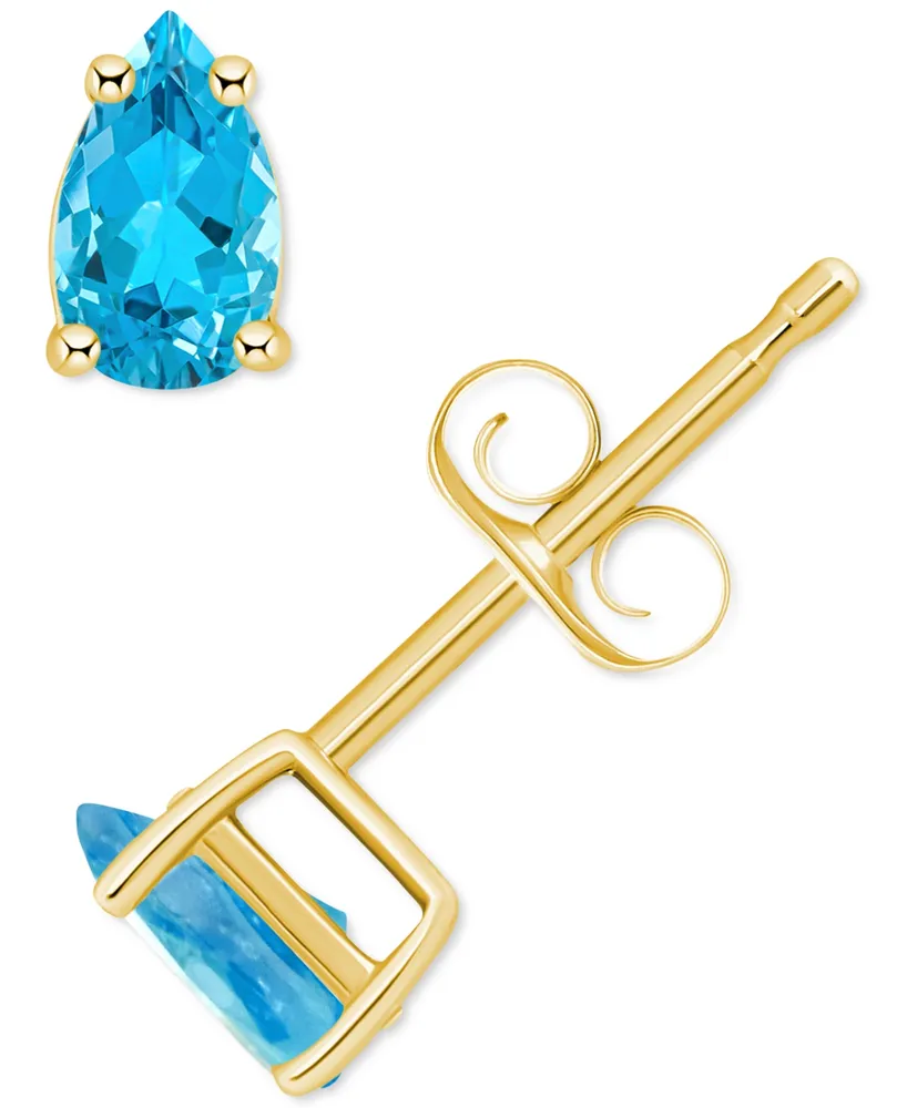 Blue Topaz Pear Stud Earrings (1/2 ct. t.w.) 14k Gold