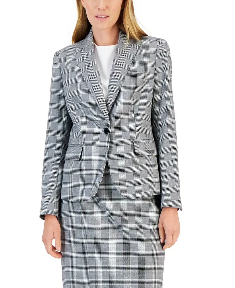 Anne Klein Women's Glen Plaid Single-Button Skirt Suit