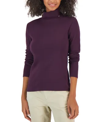 Tommy Hilfiger Women's Long Sleeve Cotton Turtleneck Top