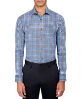 Men's Regular Fit Non-Iron Plaid-Print Performance Stretch Dress Shirt