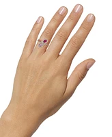 Pink Amethyst (3/8 ct. t.w.), Rhodolite (1/2 ct. t.w.) & White Topaz (5/8 ct. t.w.) Bypass Ring in 14k Rose Gold