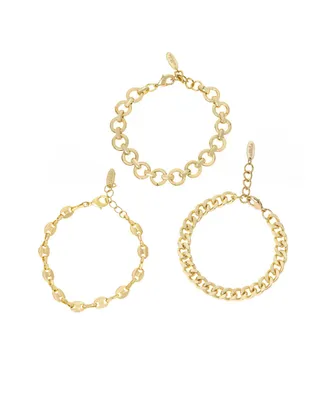 Ettika 18K Gold Plated Might and Chain Bracelet Set - Gold