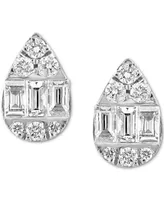 Effy Diamond Round & Baguette Teardrop Cluster Stud Earrings (1/2 ct. t.w.) in 14k White Gold