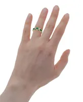 Lab-Grown Emerald and Lab-Grown White Sapphire Band Ring in 14K Gold Over Sterling Silver