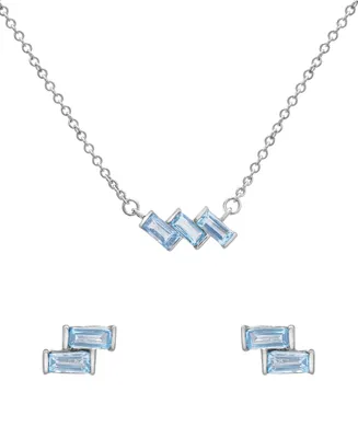 Macy's Sky Blue Topaz Matching Earring and Necklace Set