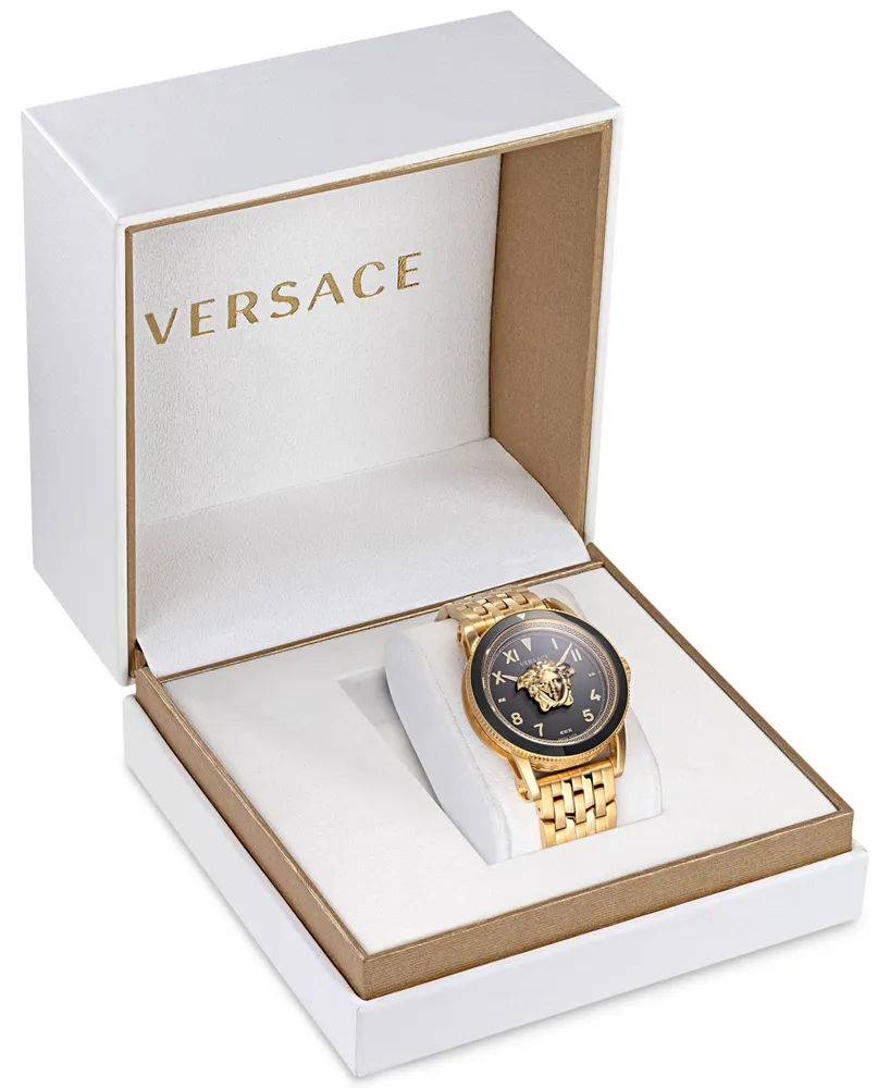 Versace Men's Swiss V-Palazzo Gold Ion Plated Stainless Steel Bracelet Watch 43mm