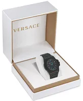 Versace Men's Swiss Greca Reaction Black-Tone Stainless Steel Bracelet Watch 44mm