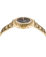 Versace Men's Swiss Greca Reaction Gold-Tone Stainless Steel Bracelet Watch 44mm