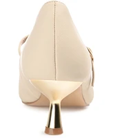Journee Collection Women's Manza Pointed Toe Mary Jane Kitten Heel Pumps