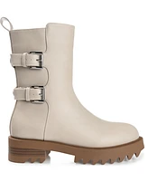 Journee Collection Women's Yasmine Lug Sole Mid Shaft Moto Booties