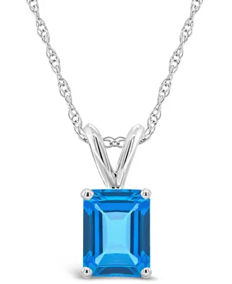 Blue Topaz (2 ct.t.w) Pendant Necklace in 14K White Gold