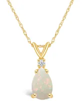 Opal (1/2 ct. t.w.) and Diamond Accent Pendant Necklace 14K White Gold or