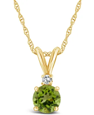 Peridot (1/2 ct. t.w.) and Diamond Accent Pendant Necklace 14K Yellow Gold or White
