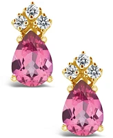 Pink Topaz (1-3/4 ct. t.w.) and Diamond (1/8 Stud Earrings 14K Yellow Gold or White