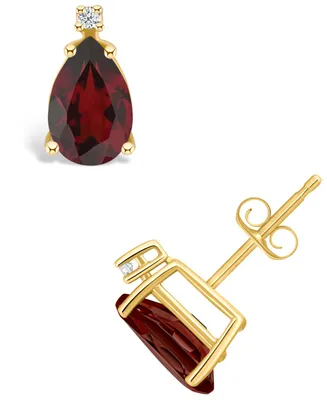 Garnet (2-3/8 ct. t.w.) and Diamond Accent Stud Earrings 14K Yellow Gold or White