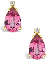 Pink Topaz (2-1/10 ct. t.w.) and Diamond Accent Stud Earrings 14K Yellow Gold or White