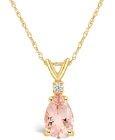 Morganite (/ ct. t.w.) and Diamond Accent Pendant Necklace 14K Yellow Gold or White