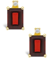 Garnet (1-1/2 ct. t.w.) and Diamond Accent Stud Earrings 14K White Gold or Yellow