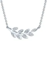 Diamond Accent Olive Branch Pendant Necklace in Sterling Silver, 16" + 2" extender