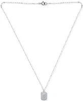 Giani Bernini Cubic Zirconia Dog Tag 18" Pendant Necklace in Sterling Silver, Created for Macy's