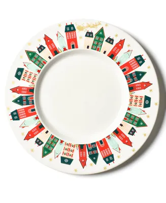 Coton Colors Flying Santa Rimmed Dinner Plate 4 Piece Set, Service for 4