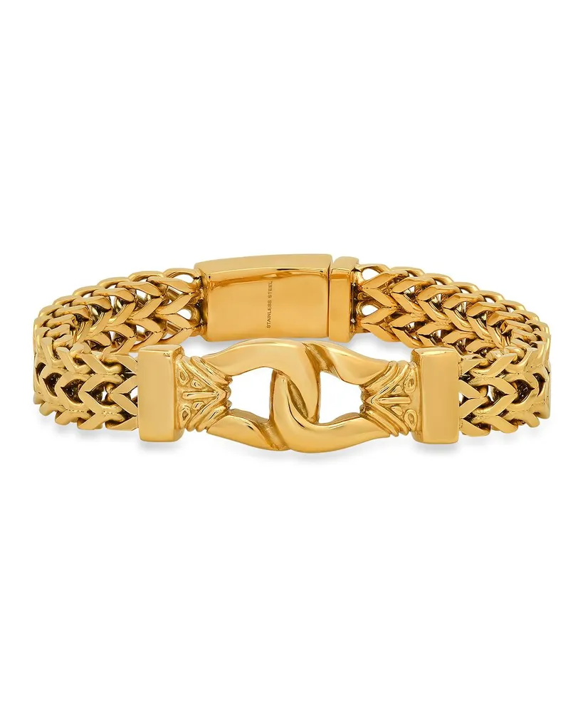 Steeltime Double Row Wheat Chain Accent Buckle Bracelet